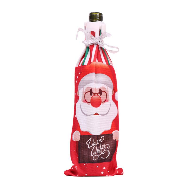 Santa Claus Printed Wine Bottle Bag Christmas Decor Wine Bottle Covers Ornaments Bags Xmas Gifts For New Year Dinner Table Decor
