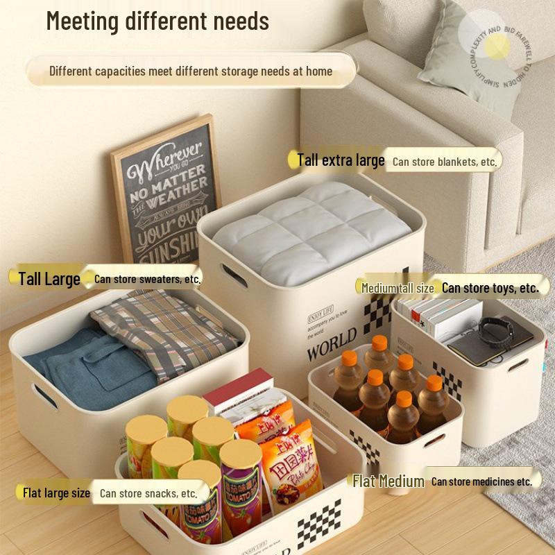 Rectangular Plastic Storage Box with Lid - Home Organizer for Snacks and Sundries