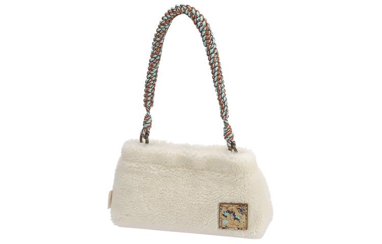 Li Ning CF Tracing Polyester, Synthetic Leather Shoulder Bag Regular Women s White ABDQ468-1
