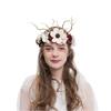 Retro Forest Branch Antlers Rose Gypsophila Dry Flower Garland Exaggerated Prom Catwalk Dress Event Accessories