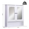 Wall-mounted Bathroom Cabinet Mirror Door Organiser Storage Shelves Living Room White