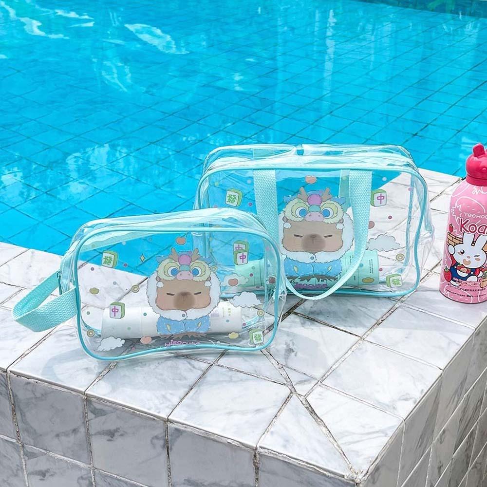 Toiletry Bag Transparent Cosmetic Bag Cartoon Capybara Clear Beach Bag PVC Tote Bag  Travel