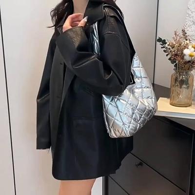 Puffer Shoulder Bag for Women Down Cotton Padded Tote Bag Bubble Handbag Purse Large Shopper Bag Quilted Cloud Top Hand Bag