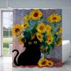 Black Cat Cover Curtain Cloth Curtains For Bathroom Shower Curtins Bath Waterproof Fabric Full 200X180 Funny Products Household