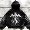 Herren Übergroßes Kapuzensweatshirt Mit 3D-Göttinnen-Print Locker Geschnitten Lässiger Langarm-Pullover