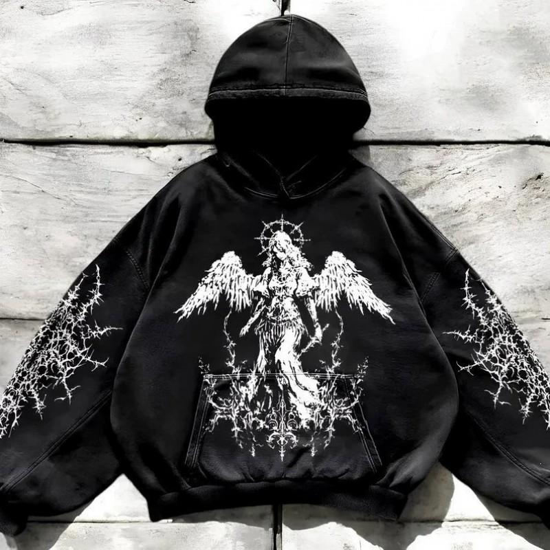 Herren Übergroßes Kapuzensweatshirt Mit 3D-Göttinnen-Print Locker Geschnitten Lässiger Langarm-Pullover