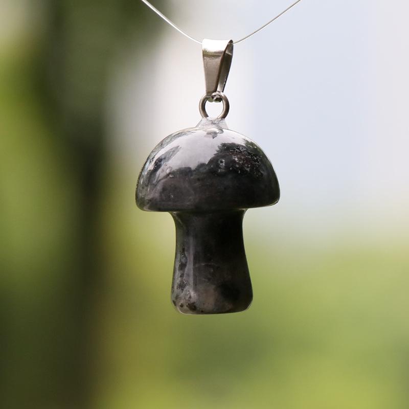 2cm Natural Crystal Jade & Pink Tiger Eye Mushroom Necklace Pendant