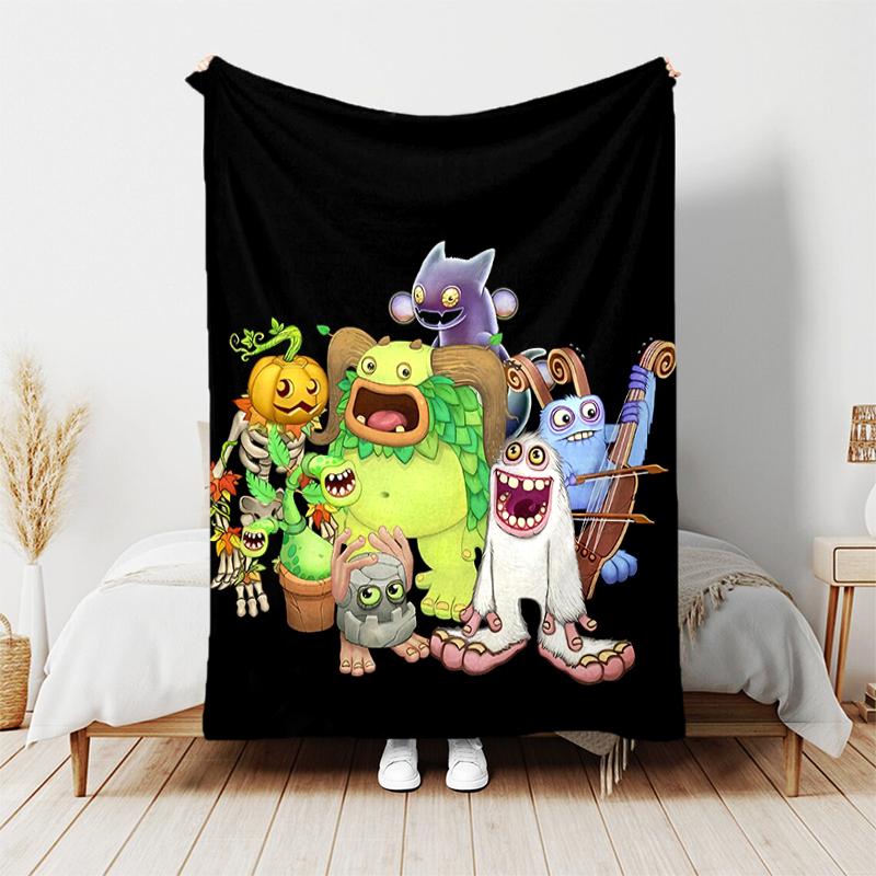 1 Stück Decke My Singing Monsters Aufdruck, Leichte Decke für Sofa, Bett - Weich & Warm, Geschenk für alle Jahreszeiten wie Weihnachten, Halloween