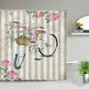 Retro Old Street Building Bicycle Landscape Shower Curtains European Style Poster Bathroom Curtain Waterproof Fabric With Hooks