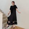 DIMANAF Women Long Dress Summer Plus Size Fashion Black Loose Casual Oversize Elegant Lady Clothing