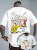 Summer Men's Disney Seven Dwarfs Pattern T-Shirt Daily Leisure and Theme Activities Wear Unisex Cotton Short Sleeve Oversized