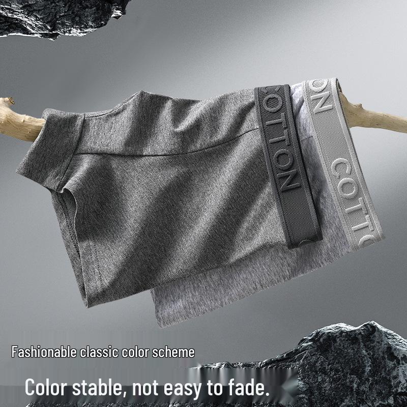 Men's Four-Corner Cotton Boxer Briefs - Floral Gray & Dark Series, Skin-Friendly, Breathable, Large Size Waistband, Stylish Underwear