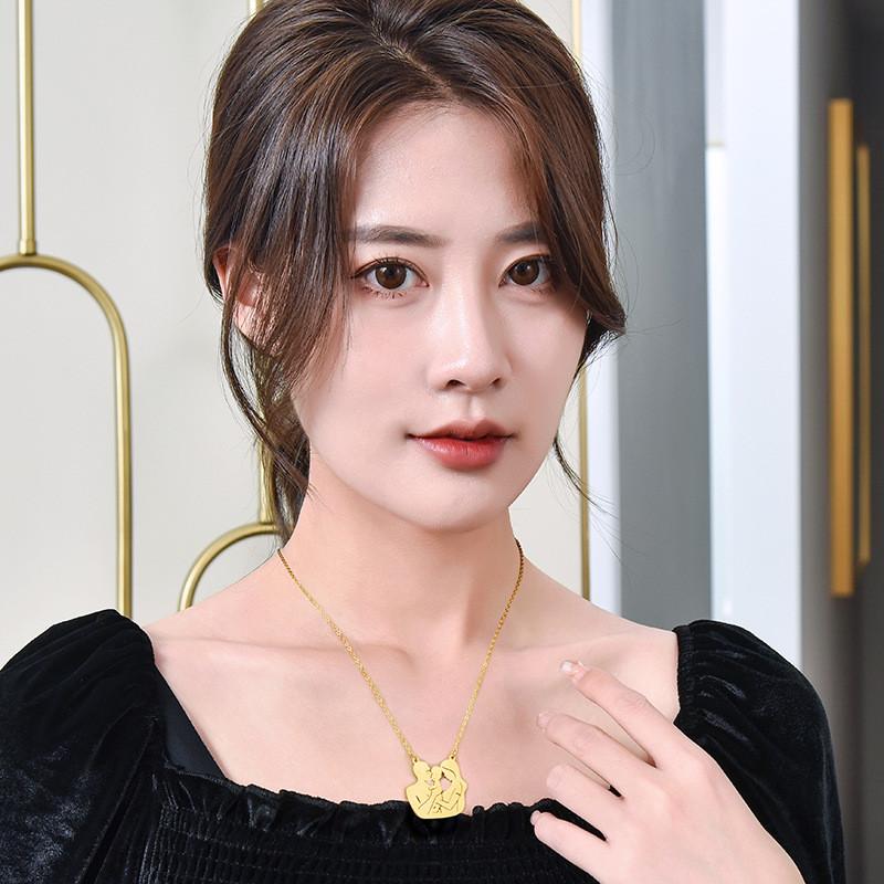 Highquality Polished Titanium Steel Family Necklace For Trendy Couples In Elegant Gold And Silver Colors