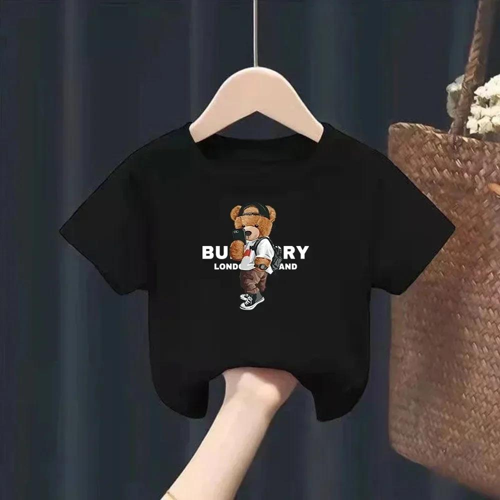 Fashion Baby Kids T-shirt  Luxury Brand Print Shirt Summer Boy Girl Clothes Short Sleeve Funny Kawaii Children Casual Tops
