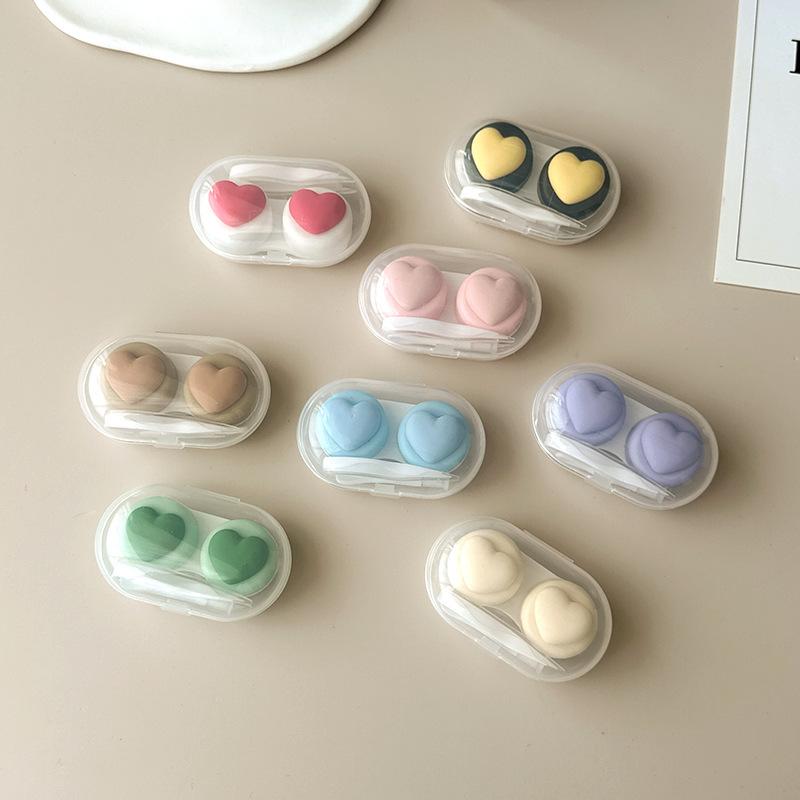 Heart Contact Lens Case with Tweezer Mini Cute Eyes Care Contact Lenses Container Box Travel Kits Eyewear Accessories Organizer