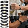 Vintage Hantel Anhänger Herren Armband Natürliche Steinperlen Elastisches Armband als Geschenk für einen Freund