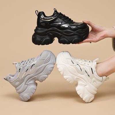 Dad's Shoes for Women 2025 Autumn/Winter Fashion Casual Shoes Solid Color Sports Shoes Versatile Shoes for Women