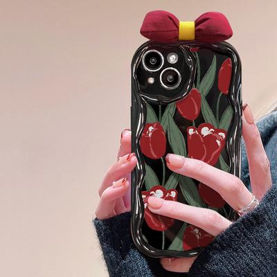 Použitelné pro pouzdro na mobilní telefon Apple 15 IPhone 14/13promax Tulipán Mašle 11/12 Silikonové Protipádové Xr