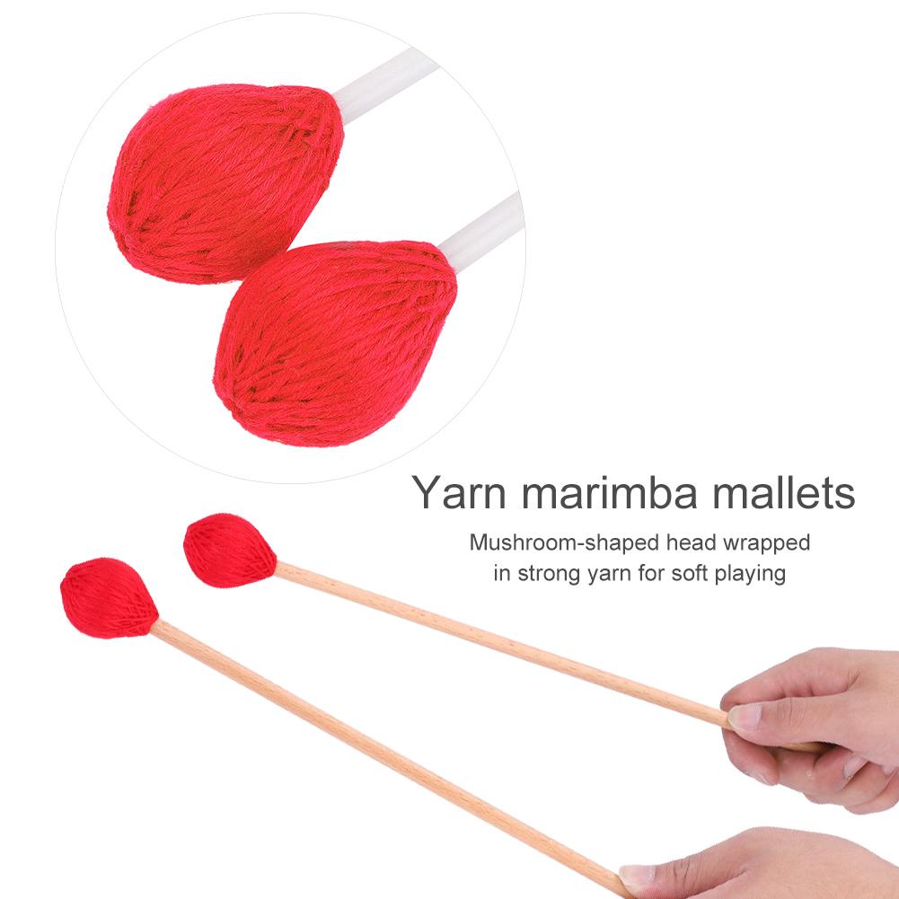1 Pair Yarn Head Keyboard Marimba Mallets with Smooth Handles for Intermediate Player