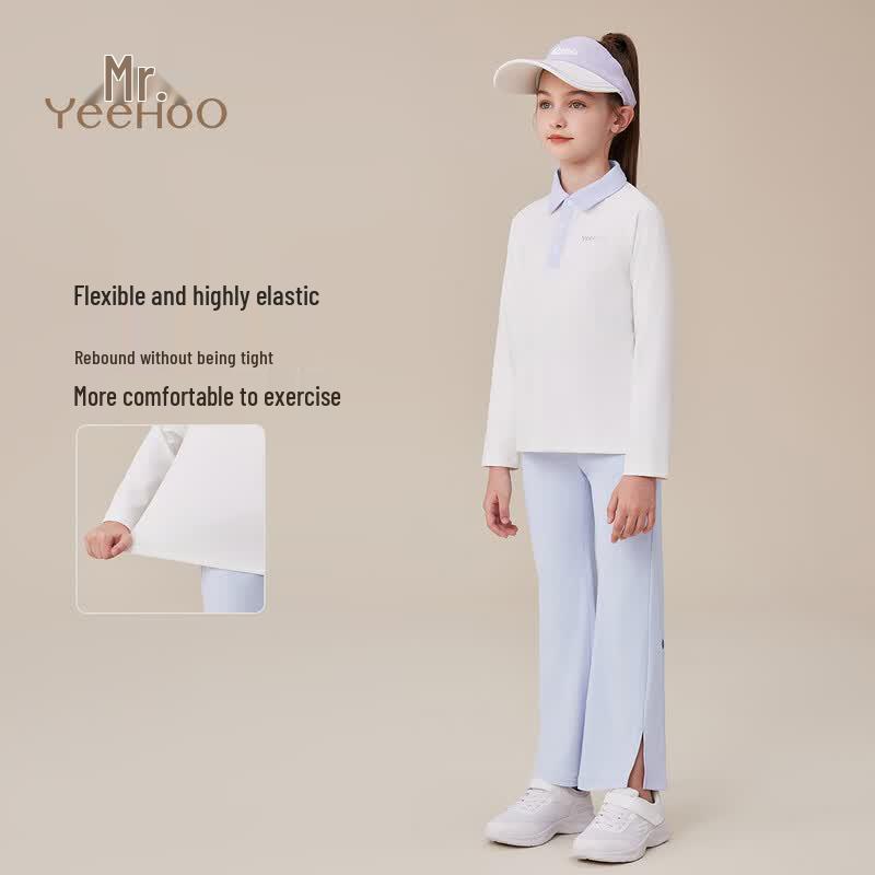 YEEHOO Unisex Kids' Long Sleeve Quick-Dry Anti-Bacterial Polo T-Shirt