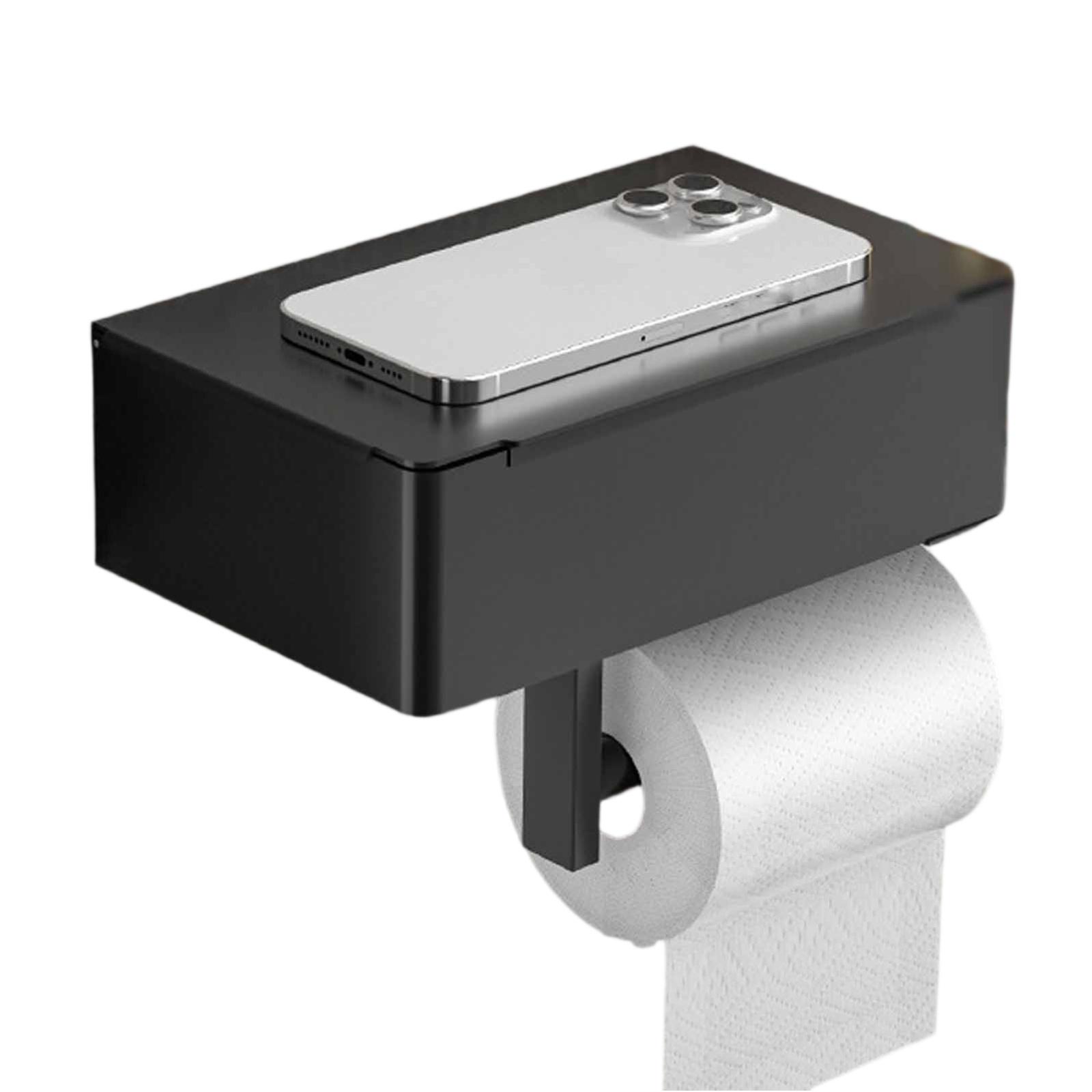 

Non-Perforated Tissue Holder, Wall-Mounted Wet Wipe & Toilet Paper Storage Box, Bathroom Organizer Rack One Size чорний