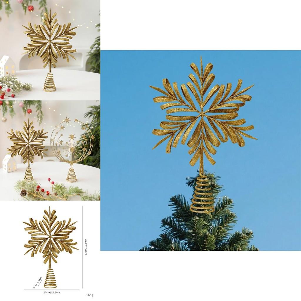 Christmas Tree Topper With Snowflake And Star Iron Art Decoration For Holiday Festivities