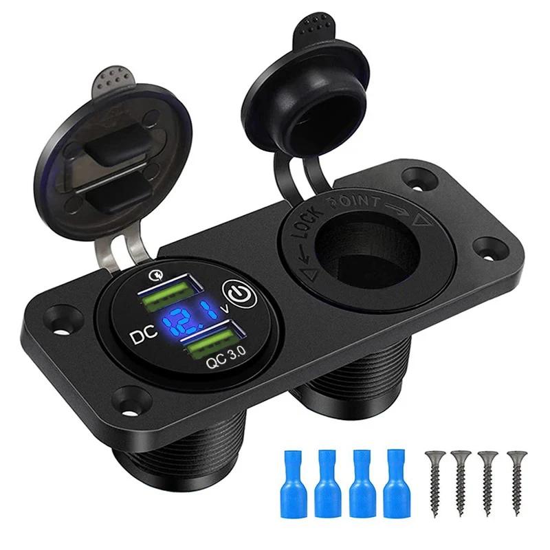 

Панель с USB-розеткой 12В-24В, быстрая зарядка 150 Вт, розетка QC3.0, водонепроницаемый адаптер прикуривателя для автомобиля, лодки, дома на колесах, мотоцикла