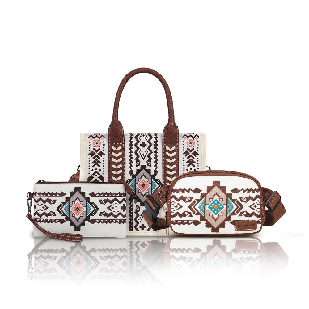 

Богемный этнический стиль трехкомпонентная сумка-тоут, большая вместительная сумка через плечо в ретро европейском и американском стиле 27*11.5*22cm