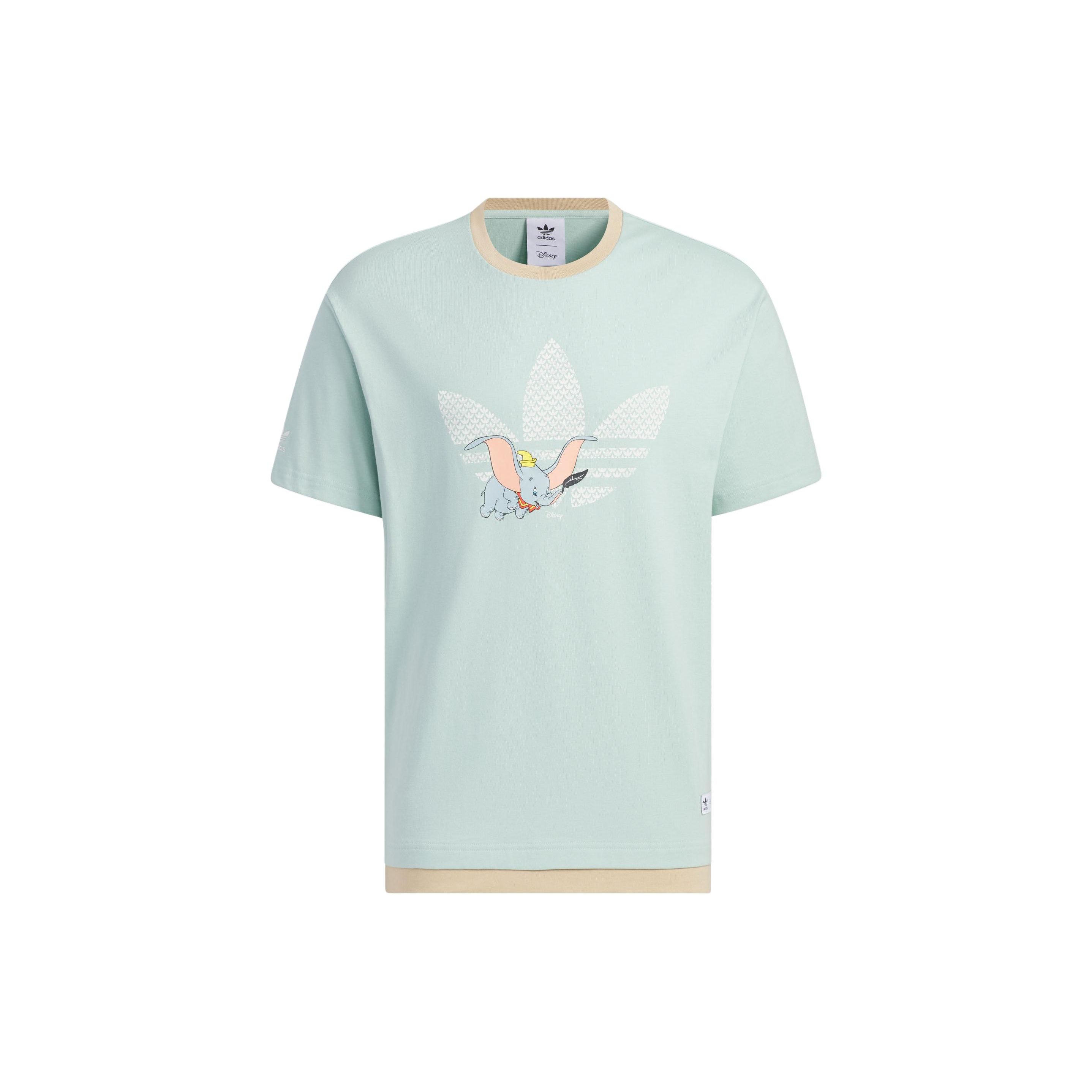 

Adidas Originals X Disney Dumbo Sportswear Cartoon Logo Print Color Block Casual Short Sleeve T-Shirt Unisex Smoke-Green IN1073 XXL