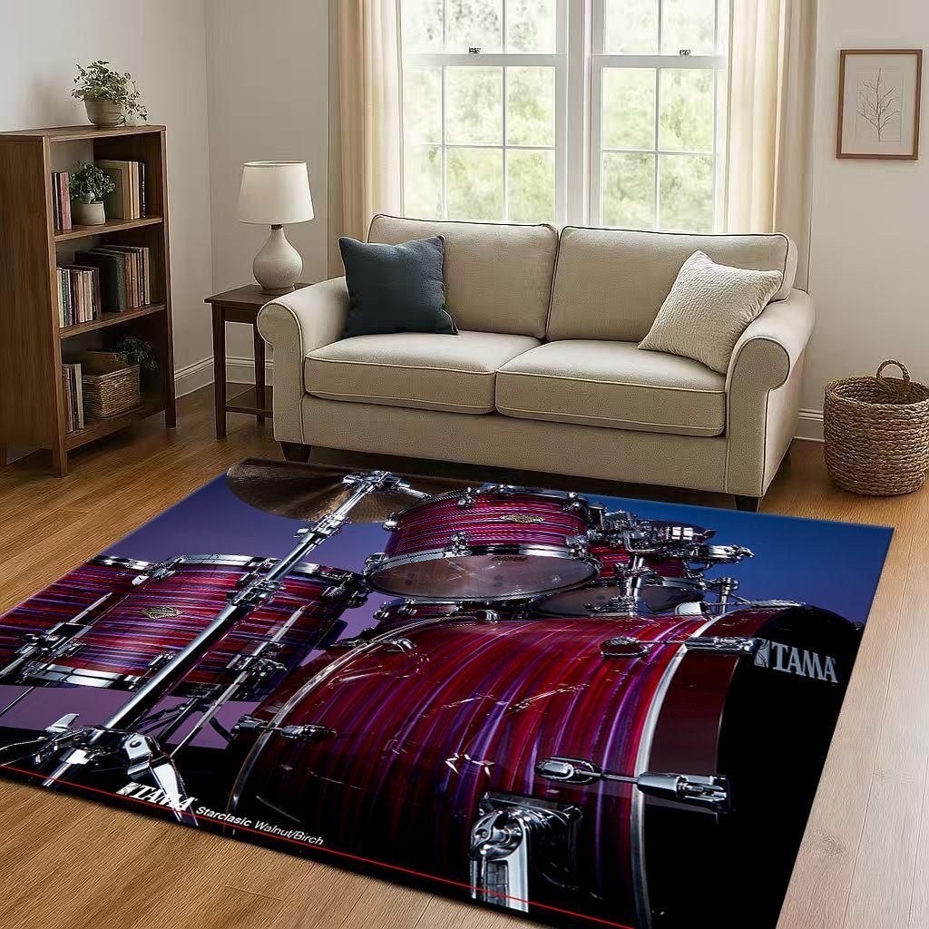 Classic Drum Kit Drum Set Rock Music Instruments Living Room Non-Slip Area Rug Carpet for Bedroom Playroom Sofa,Home Doormat