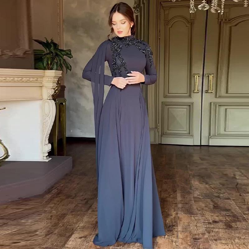 

Осень 2024 Европейский и американский стиль, облегающее платье со стразами для женщин M серый