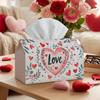 1pc Romantic Floral Tissue Box for Valentine'S Day - Featuring Heart Red Roses, Suitable for Office, Parties, And Car Use In Living Room, Kitchen, And