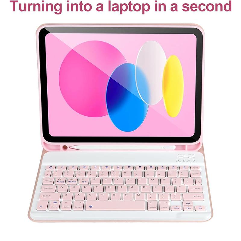 Capa Protetora para iPad Air 76 10.9" com Teclado Bluetooth Magnético Destacável e Compartimento para Caneta - Capa de Couro