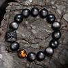 Natürliches Silber-Obsidian Chinesischer Stil Löwe, Drache, Tigerauge Armband für Männer und Frauen, Schlangenperle Schwarz-Gold-Obsidian Armband
