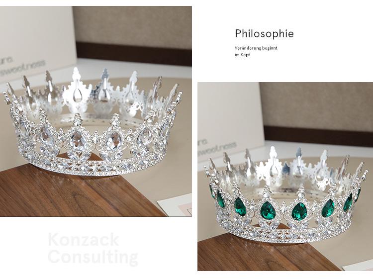Baroque Alloy Teardrop Crown Headpiece for Bridal Photography and Coming-of-Age Celebrations