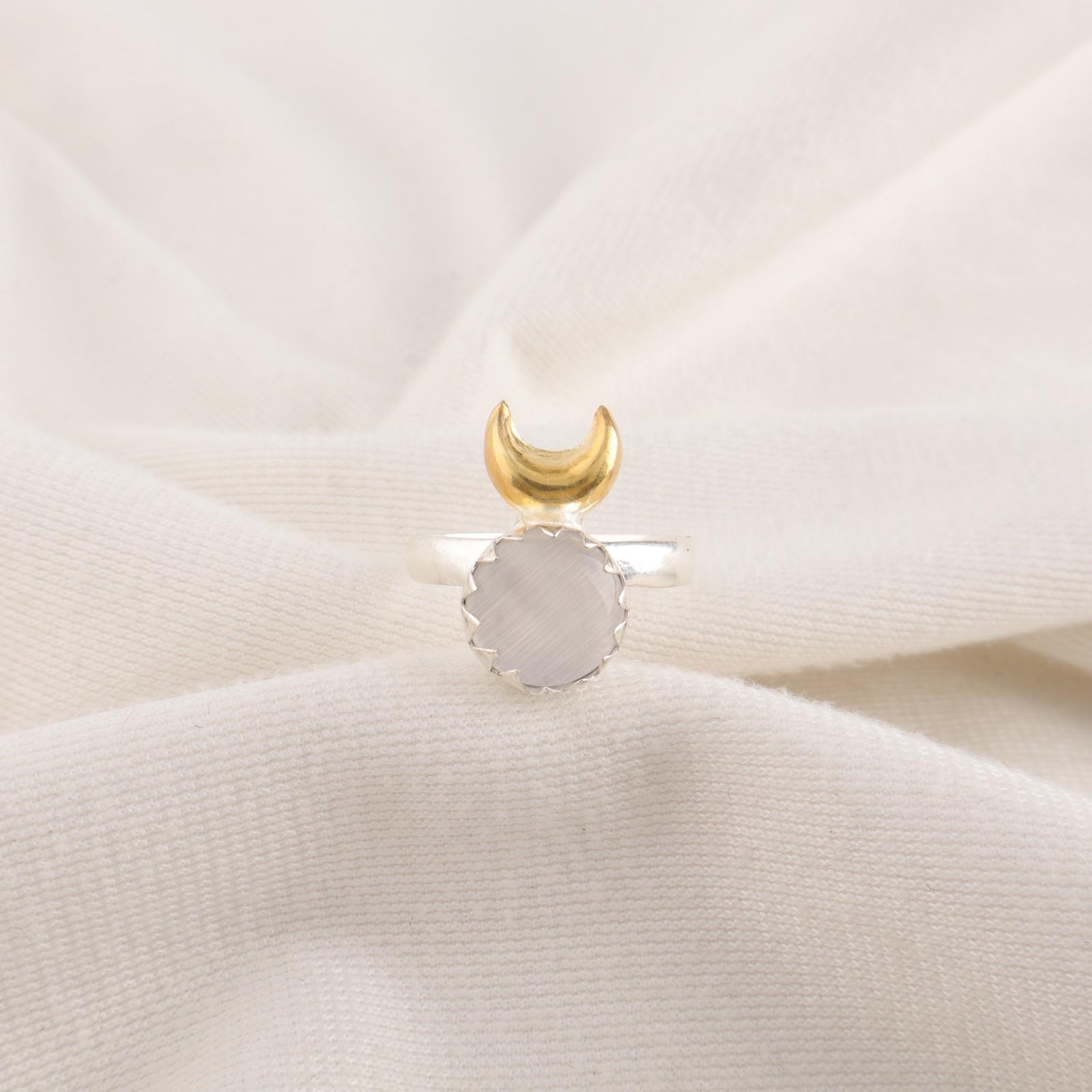 

Круглый камень селенит серебро 925 пробы ручной работы подарок жене обещание вечности кольцо в стиле бохо RR-58-45 15