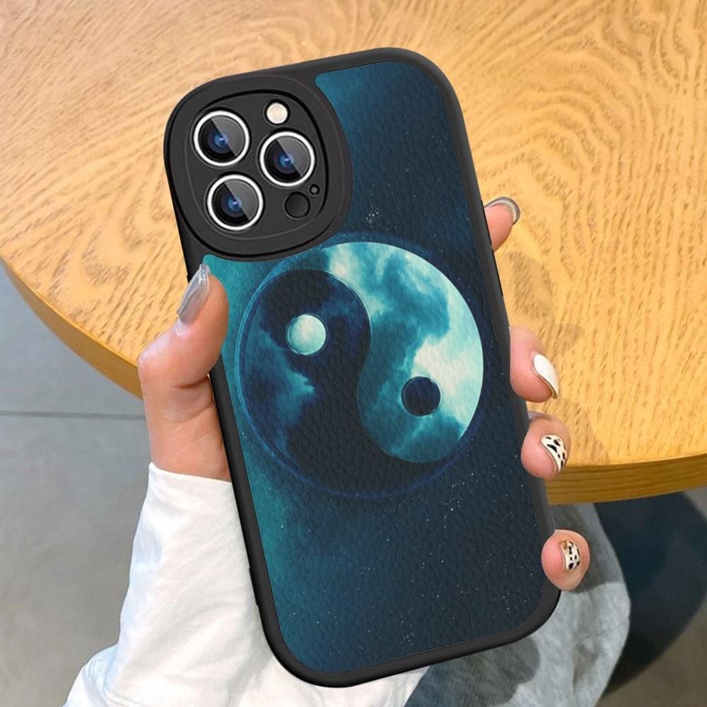 Naturalize Yin and Yang Chinese Tai Chi Pouzdro na telefon z tvrdé kůže pro iPhone 14 13 12 Mini 11 14 Pro Max Xs X Xr 7 8 Plus Fundas