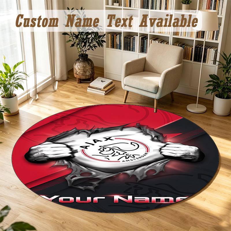 Round Rug Custom NameAjax Amsterdam Pattern Non Slip Carpet Home Floor Decor