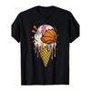 Basketball Ice Cream Graphic Tee for Men, Casual Short Sleeve Round Neck Cotton T-Shirt for Sports and Leisure