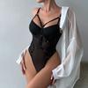 JSY Sexy Lingerie Women Bodysuit Underwear Black Open Crotch Teddy Transparent Nightgown Sleepwear Erotic Lingerie Porno Costume