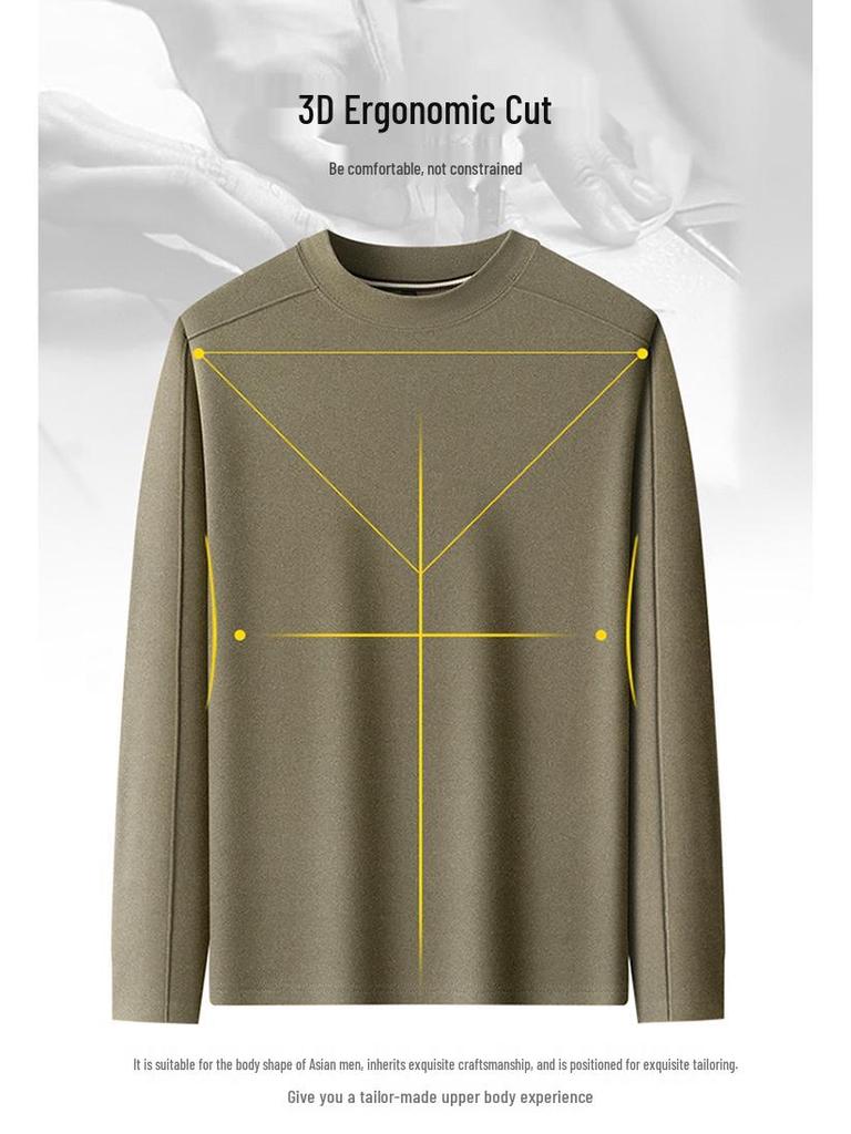 Men's Warm Self-Heating Fleece Hoodie - New Style, Half-High Collar, Long Sleeve, Skin-Friendly, Solid Color, Versatile Base Layer.