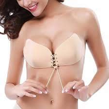 RSINC Adhesive Silicone Bra Reusable Strapless Backless Invisible Push Up Bra Non Paded Skin Colour