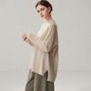 Women's Cashmere One-Shoulder Slit Hem Knit Sweater - Autumn/Winter Long Sleeve Loose Fit