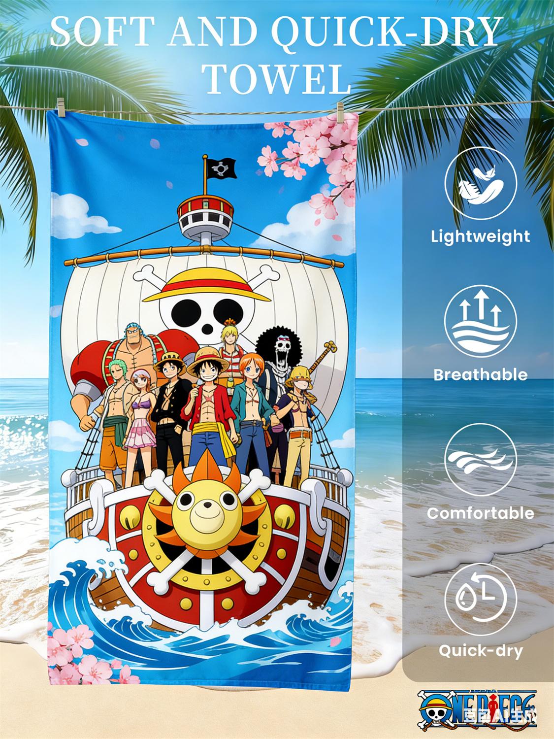 

One Piece Monkey D. Luffy Beach Towel, Anime Fans Exclusive Limited Edition Pirate Themed Bath Towel for Beach, Pool & Bathroom W40*H60(CM)