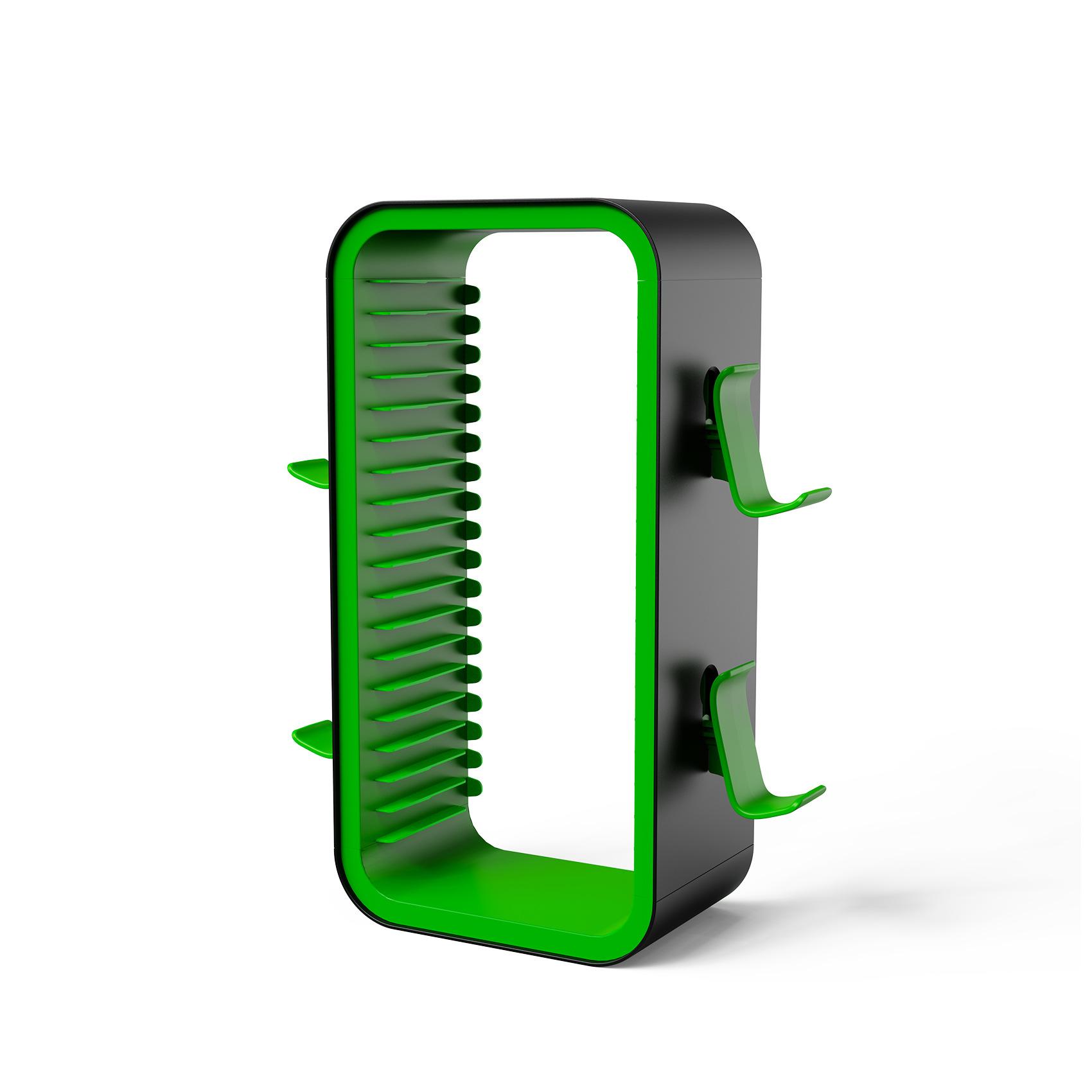 

Универсальная подставка для хранения видеоигр Tower для PS5/PS4/PS3/Switch/Xbox Series S&X/Xbox One Game Holder Вертикальная подставка Tower с держателем для 4 контроллеров 25*10*7cm чёрный/зелёный