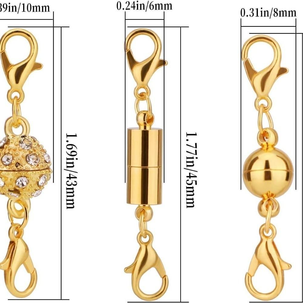 12pcs New Gold & Silver Magnet Connector Clasp Lobster Clasp DIY Clasps Jewelry Clasps Couple Necklaces
