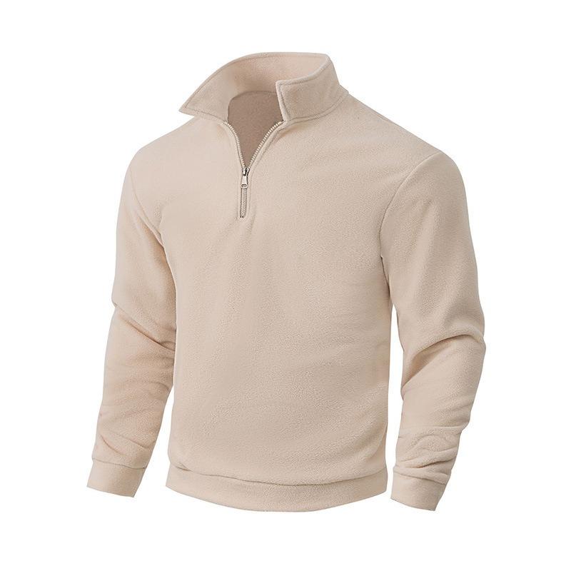 Men Half Zip Stand Collar Solid Color Long Sleeve Pullover Casual Sweatshirt Outdoor Outerwear