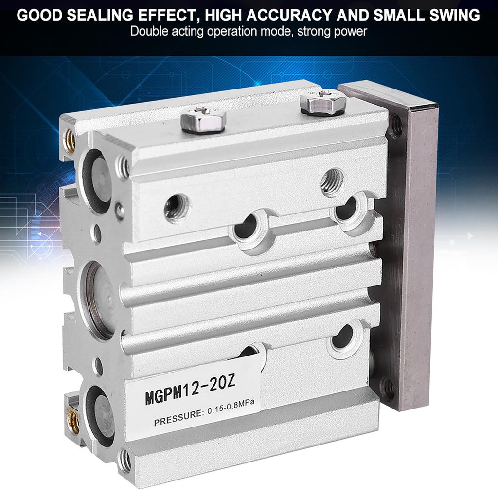 MGPM1220Z 3-Stangen doppeltwirkender Luftzylinder Aluminiumlegierung Pneumatikzylinder 12mm Bohrung