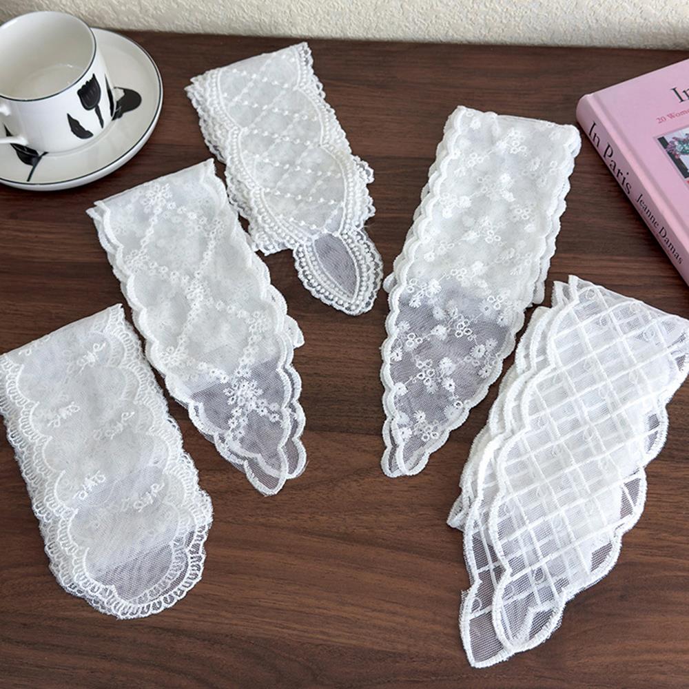 HOT Lace Bow Necklace Floral Lace Hair Scarf Wraps Pastoral Style Hair Accessories White Bow Ribbon Hair Clip Long Ribbon Scarf