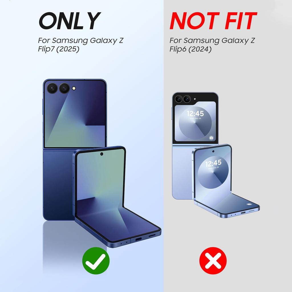 Protective Case with Hinge Protection Tempered Glass Screen Protector Slim PC Cover for Samsung Galaxy Z Flip 7-Blue